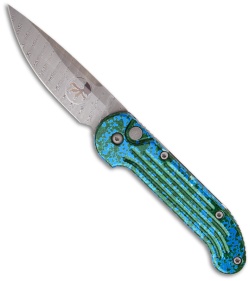 Microtech Blue/Green Splash LUDT Automatic Knife (Damascus) 06/2001