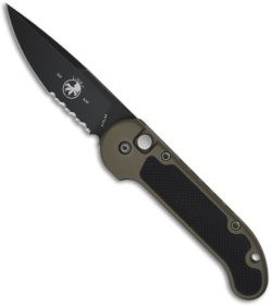 RARE Microtech LUDT OD Green Automatic Knife w/Grip Inserts (Black Serr) 3/97