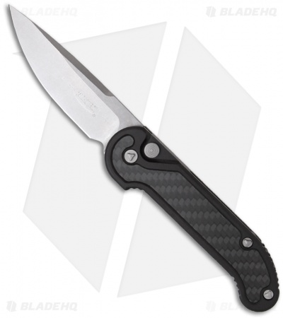 Microtech LUDT Automatic Knife w/ Carbon Fiber (3.4" Stonewash Plain) 135-10