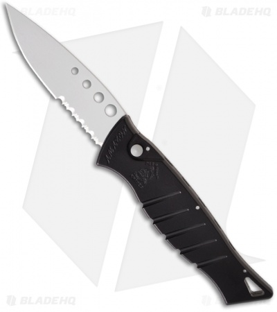 Piranha Amazon Black Automatic Knife (3.45" Bead Blast Serr)