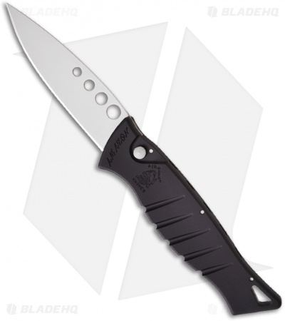 Piranha Amazon Black Automatic Knife (3.45" Bead Blast Plain)