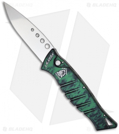 Piranha Amazon Green Automatic Knife (3.45" Mirror Plain)