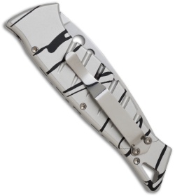 Piranha Amazon Silver & Black Striped Automatic Knife (3.45" Mirror Plain)