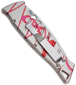 Piranha Amazon Silver & Red Striped Automatic Knife (Mirror PLN)