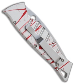 Piranha Amazon Silver & Red Vein Automatic Knife (3.45" Mirror Serr)