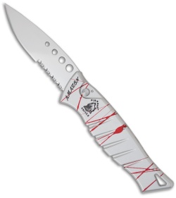 Piranha Amazon Silver & Red Vein Automatic Knife (3.45" Mirror Serr)