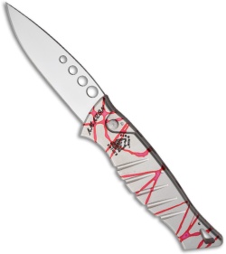 Piranha Amazon Silver & Red Striped Automatic Knife (Mirror PLN)