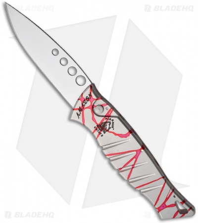 Piranha Amazon Silver & Red Striped Automatic Knife (Mirror PLN)