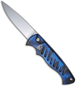 Piranha Blue P-1 Pocket Automatic Knife (3.2" Mirror Plain)