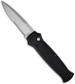 Piranha Bodyguard Black Automatic Knife (3.35" Bead Blast Serr)