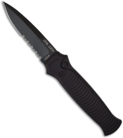 Piranha Bodyguard Automatic Knife Black Tactical (3.35" Black Serr)