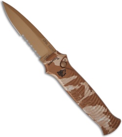 Piranha Automatic Bodyguard Knife Desert Camo (3.3" Serr)