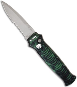 Piranha Bodyguard Automatic Knife Green (3.3" Bead Blast Serr)
