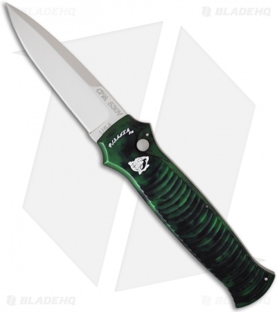 Piranha Bodyguard Green Marble Automatic Knife (3.3" Bead Plain)