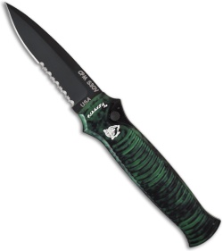 Piranha Bodyguard Green Tactical  Automatic Knife (Black SER)