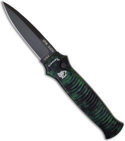Piranha Bodyguard Automatic Knife Green Tactical (3.35" Black Plain)
