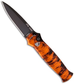 Piranha Bodyguard Automatic Knife Burnt Orange Tactical (3.35" Black Plain)