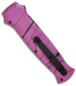 Piranha Bodyguard Hot Pink Tactical Automatic Knife (3.3" Black Serr)