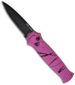 Piranha Bodyguard Hot Pink Tactical Automatic Knife (3.3" Black Plain)
