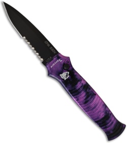Piranha Bodyguard Automatic Knife Plum Tactical (3.35" Black Serr)