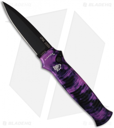 Piranha Bodyguard Automatic Knife Plum Tactical (3.35" Black Plain)