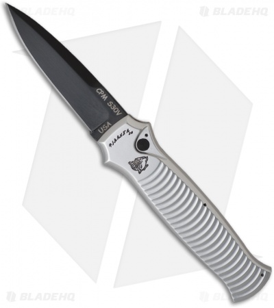 Piranha Bodyguard Automatic Knife Silver Tactical (3.3" Black Plain)