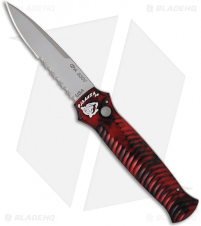 Piranha Mini-Guard Red Automatic Knife (2.9" Bead Blast Serr)