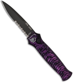 Piranha Mini-Guard Plum Tactical Automatic Knife (2.9" Black Serr)