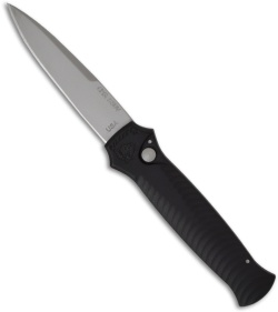 Piranha Mini-Guard Black Automatic Knife (2.9" Bead Blast Plain)