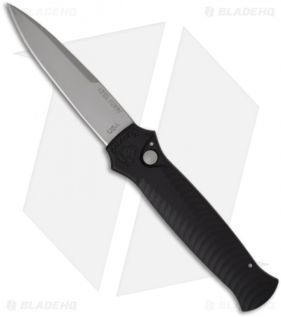 Piranha Mini-Guard Black Automatic Knife (2.9" Bead Blast Plain)