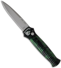 Piranha Mini-Guard Green Automatic Knife (2.9" Bead Blast Plain)