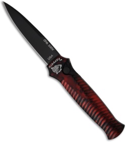 Piranha Mini-Guard Red Tactical Automatic Knife (2.9" Black Plain)