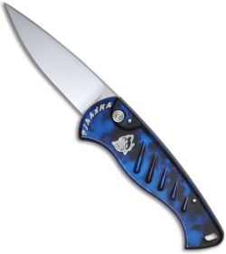 Piranha Fingerling Blue Automatic Knife (2.5" Mirror Plain)