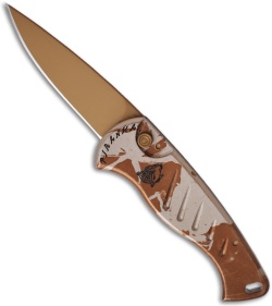 Piranha Fingerling Desert Camo Automatic Knife (2.6" Bronze Plain)