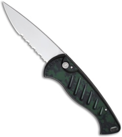 Piranha Fingerling Green Automatic Knife (2.5" Mirror Serr)