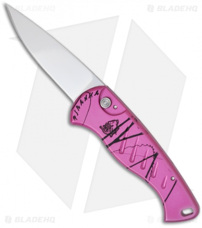 Piranha Fingerling Hot Pink Automatic Knife (2.5" Mirror Plain)