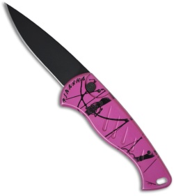 Piranha Fingerling Hot Pink Tactical Automatic Knife (2.5" Black Plain)