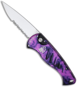 Piranha Fingerling Plum Automatic Knife (2.5" Mirror Serr)
