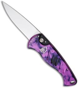 Piranha Fingerling Plum Automatic Knife (2.5" Mirror Plain)