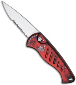 Piranha Fingerling Red Automatic Knife (2.5" Mirror Serr)