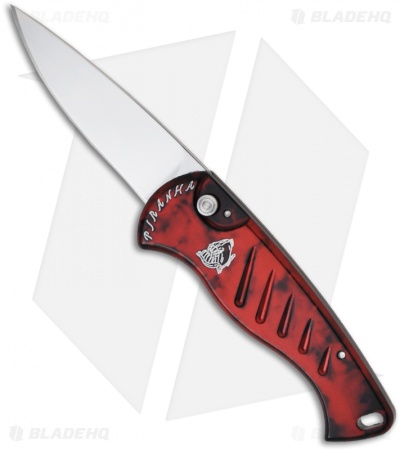 Piranha Fingerling Red Automatic Knife (2.5" Mirror Plain)