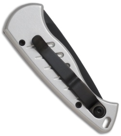 Piranha Fingerling Silver Tactical Automatic Knife (2.5" Black Plain)