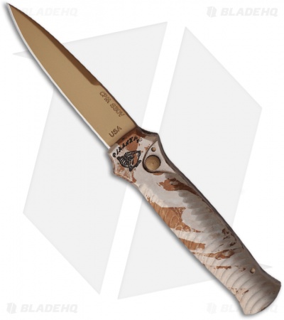 Piranha Mini-Guard Desert Camo Automatic Knife (2.9" Bronze Plain)