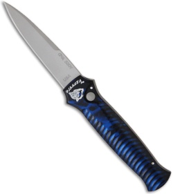 Piranha Mini-Guard Blue Automatic Knife (2.9" Bead Blast Plain)