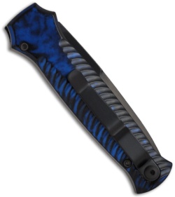 Piranha Mini-Guard Blue Tactical Automatic Knife (2.9" Black Serr)
