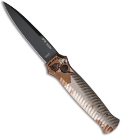 Piranha Mini-Guard Tactical Desert Camo Automatic Knife (2.9" Black Plain)