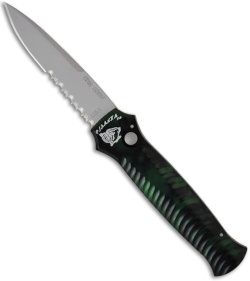 Piranha Mini-Guard Green Automatic Knife (2.9" Bead Blast Serr)