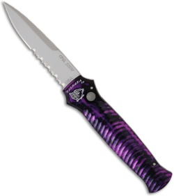 Piranha Mini-Guard Plum Automatic Knife (2.9" Bead Blast Serr)