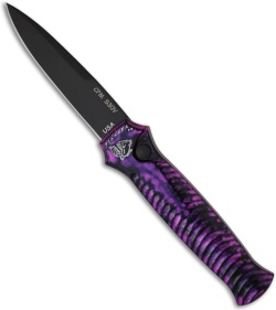 Piranha Mini-Guard Plum Tactical Automatic Knife (2.9" Black Plain)