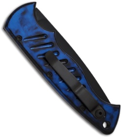 Piranha Tactical Blue P-1 Pocket Automatic Knife (3.2" Black Plain)
